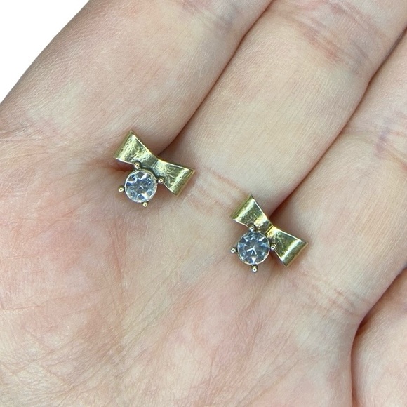 Kate Spade Gold Tone Bow and Crystal Stud Earrings - Picture 9 of 12